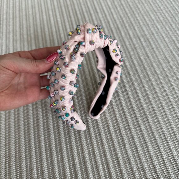 NWOT Lele Sadoughi Pastel Pink Confetti Beaded Knotted Woven Headband main image 6